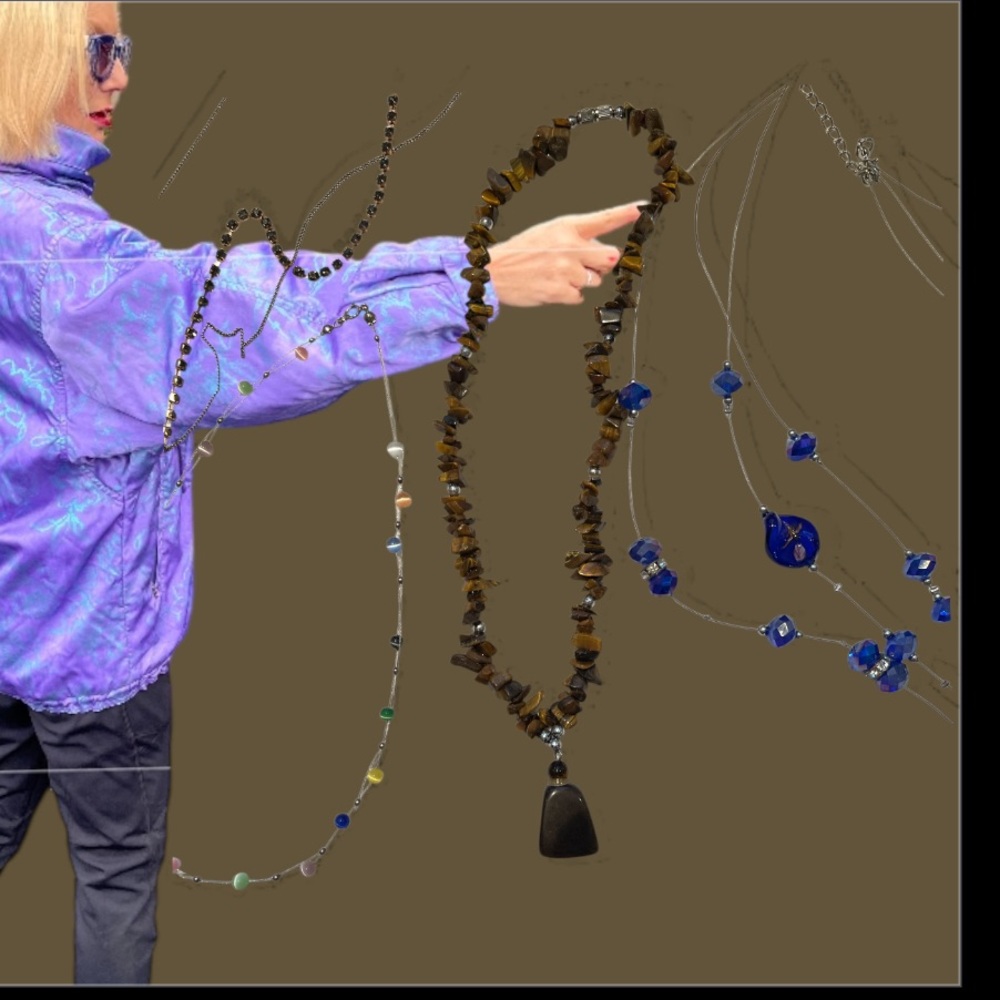 Elegant Blue and Brown Beaded Necklace